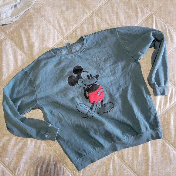 Y2K Aqua Mickey Sweatshirt L - Picture 2 of 7